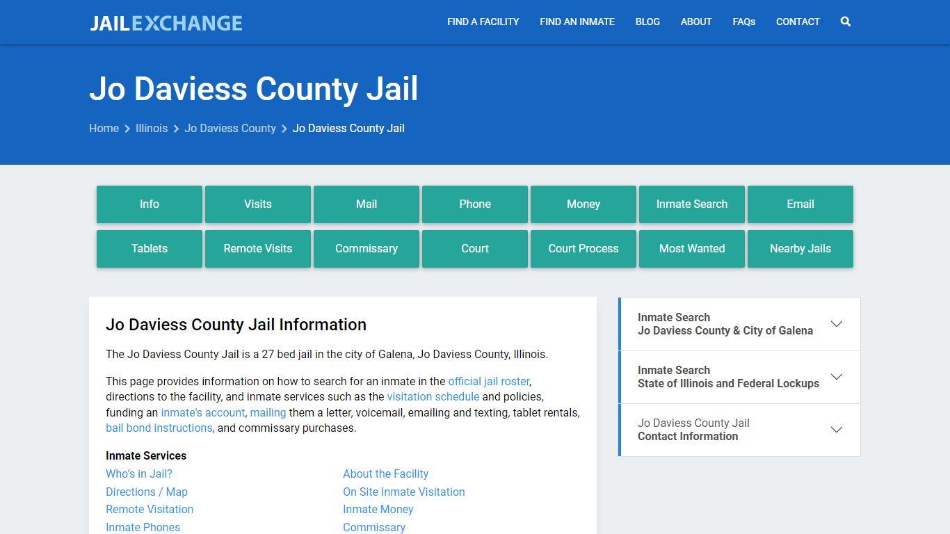 Jo Daviess County Jail, IL Inmate Search, Information